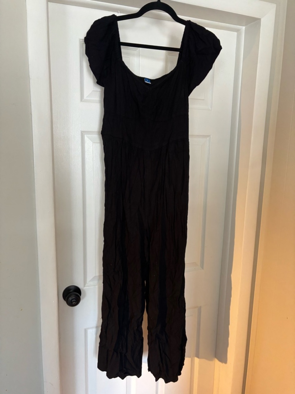 Old Navy Black Puff-Sleeve Wide-Leg Jumpsuit